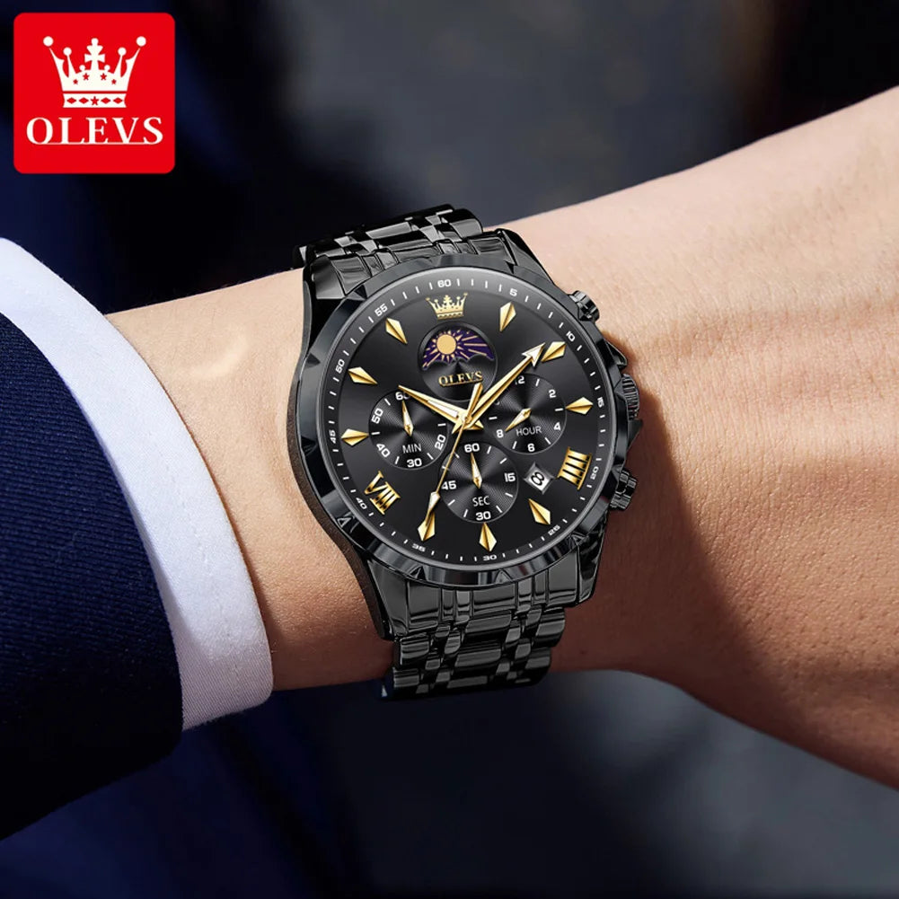 LOR MALE OLEVS 3653 Mans Watch Multifunctional Chronograph Quartz Watch Moon Phase Watc 2