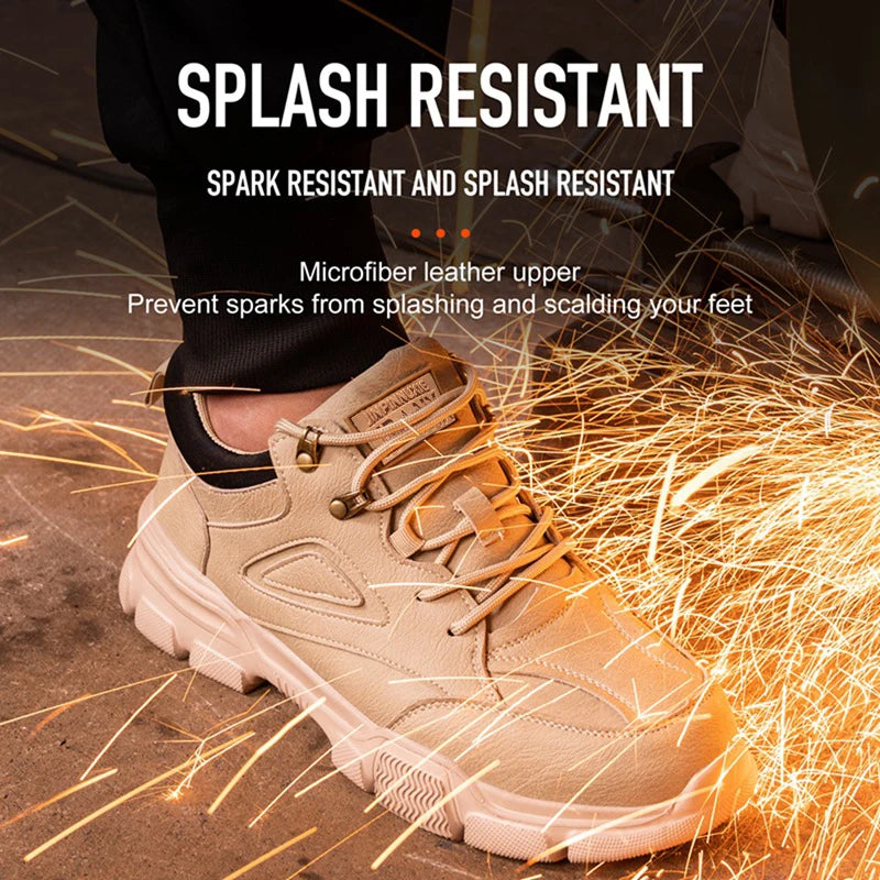 LOR MALE Men Work Shoes Steel Toe Cap Safety Boots European Standard Anti-smash Anti-puncture Men Shoes Light Waterproof Safety Shoes