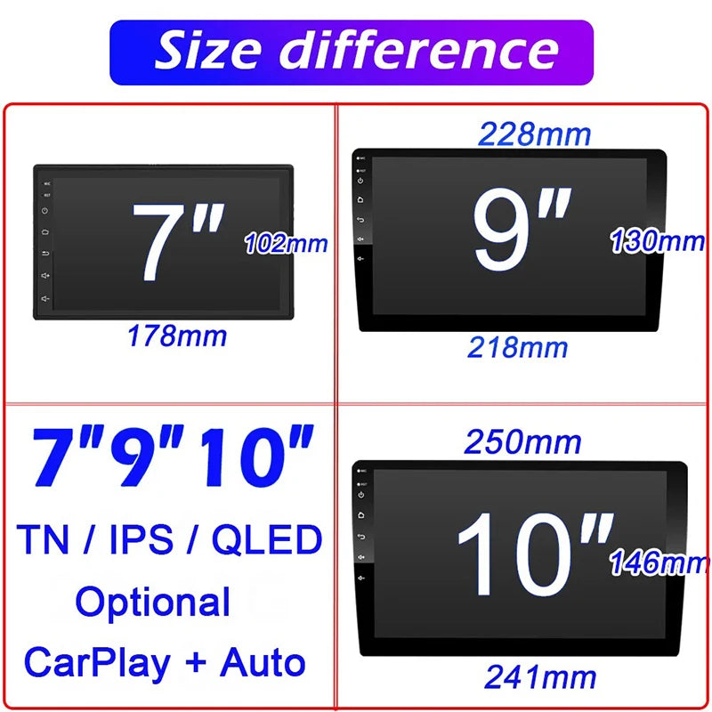 LOR MALE 7/9/10 Inch Universal Android 13 Car Radio 32G/64G Autoradio Android 2 Din Car Radio GPS BT Central Multimedia Smart Car Systems