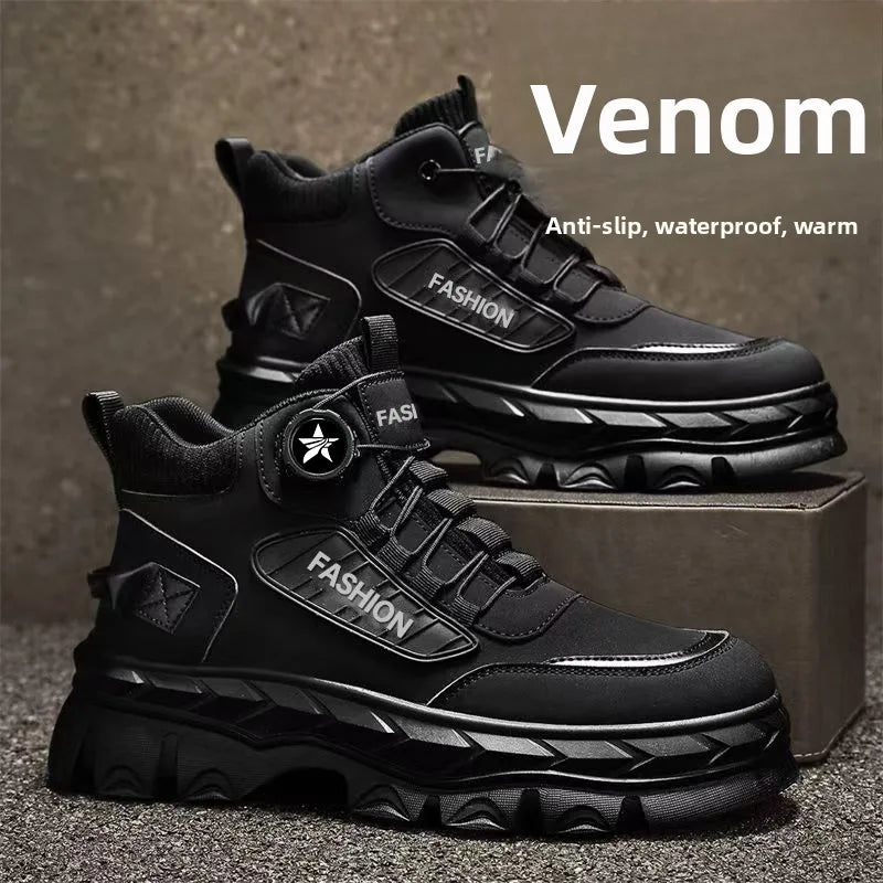 LOR MALE Men's High-Top  Boots Autumn New Style Casual Sports Fashion Shoes Thick Bottom Heightening Anti-Slip Outdoor Workwear