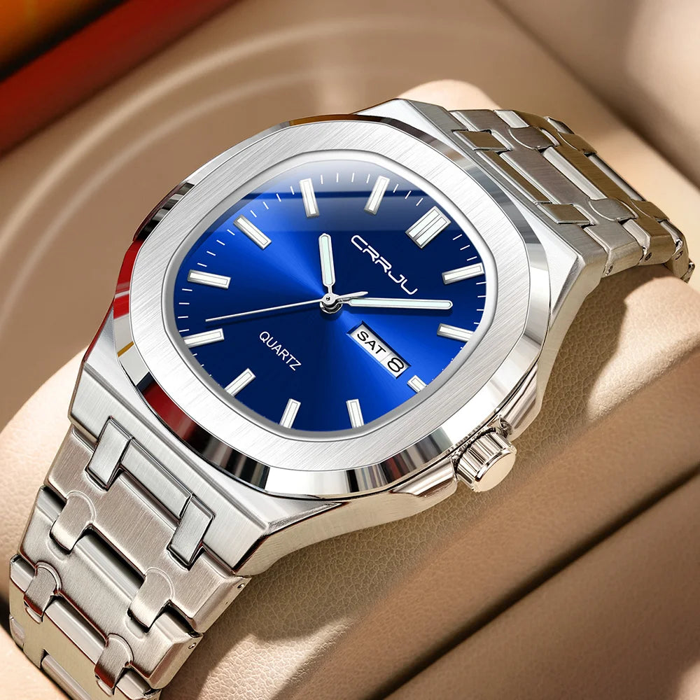 LOR MALE Watches Analog Quartz Wristwatch Luxury Casual Business Watch Waterproof Stain
