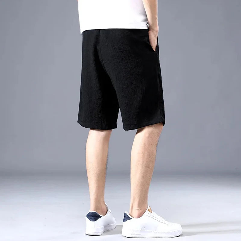 LOR MALE Lce Silk Shorts Men's Thin Sports Cropped Pants Loose Straight Leg Cool Breathable New Fashion Trend Casual XL-XXXL