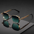 LOR MALE Polarized Sunglasses for Men Anti-UV Driving Glasses Fashion Metal Punk Style Sunglasses with Spring Hinges Women Eyepiece
