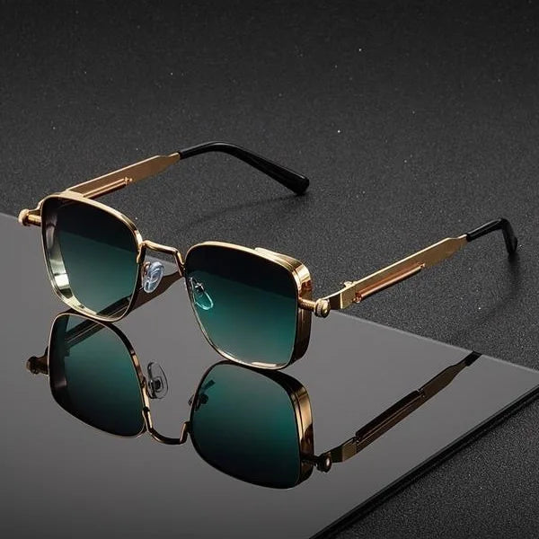 LOR MALE Polarized Sunglasses for Men Anti-UV Driving Glasses Fashion Metal Punk Style Sunglasses with Spring Hinges Women Eyepiece