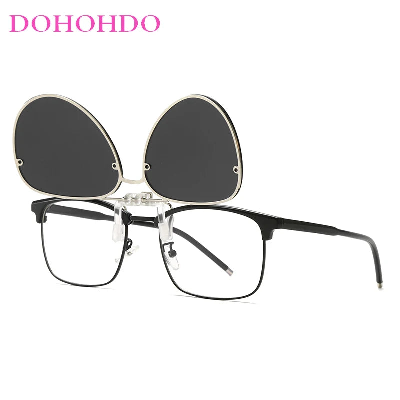 LOR MALE Men Polarizing Clips Sunglasses Women Flip Up Metal Pilot Driver Goggles 2