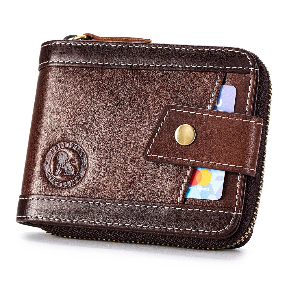 LOR MALE Leather wallet, men's leather coin purse, multi slot with photo album window, anti-theft brush, perfect gift item