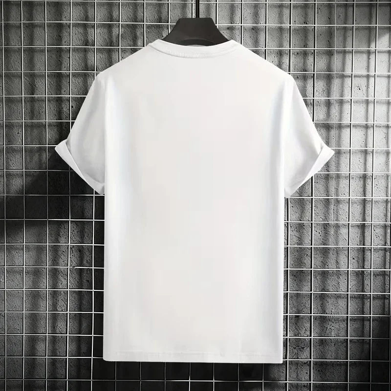 LOR MALE Men's T-shirt High Quality 100% Cotton Round Neck Short Sleeve Classic Black White Pure Color Tees Spring Summer Casual Cool Top