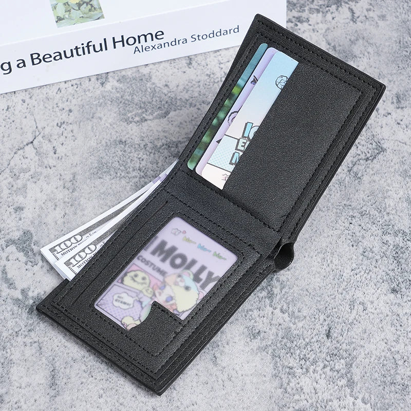 LOR MALE wallets short wallet youth checkered horizontal soft wallet large capacity mul