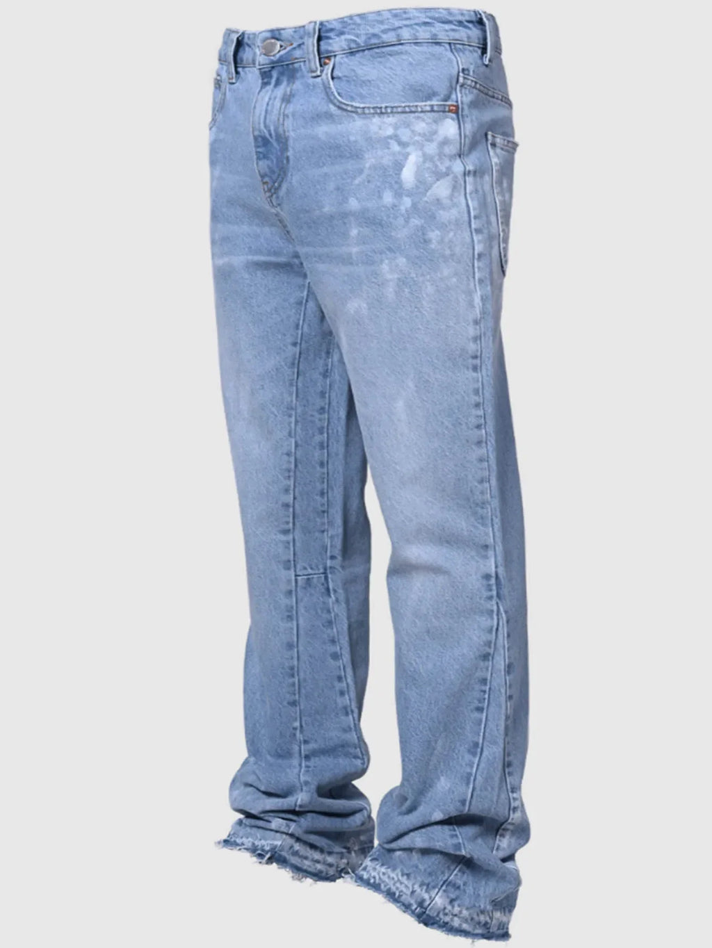 LOR MALE Men's Fashion Jeans Work Pants, European and American Fashion Workwear Elastic Patchwork Denim Layered Flared Pants S-XXL