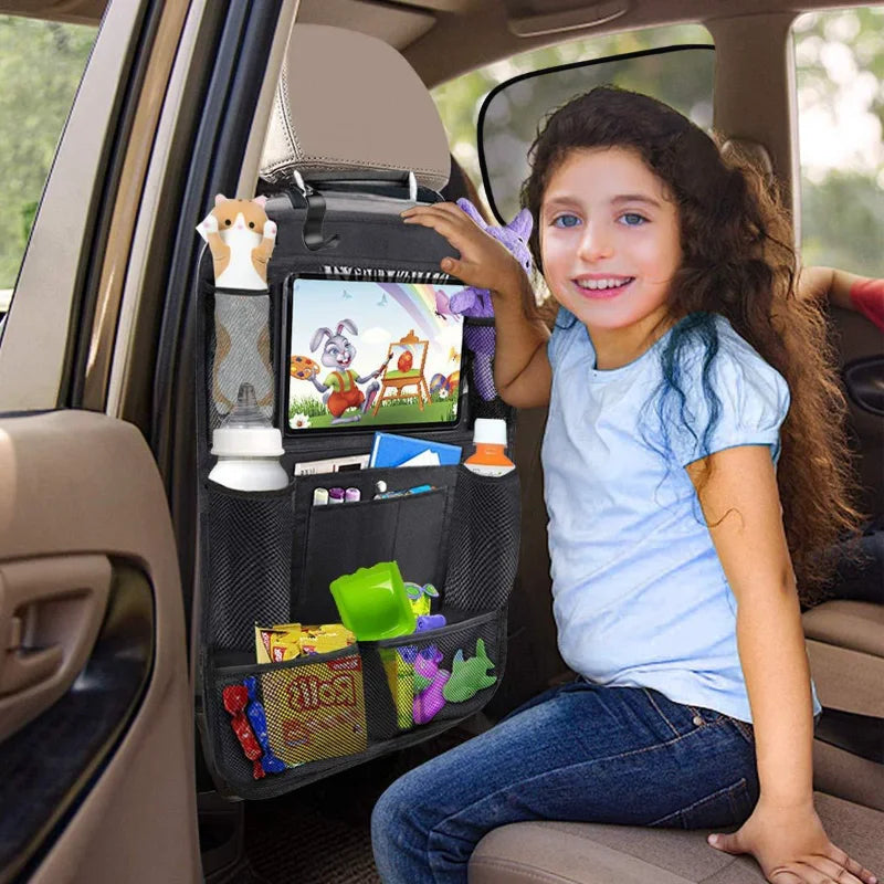 LOR MALE Car Backseat Organizer with Touch Screen Tablet Holder Auto Storage Pockets Cover Car Seat Back Protectors Car Accessories