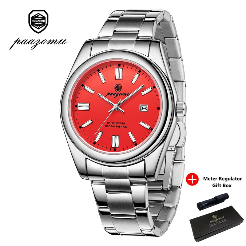LOR MALE PAAZOMU High Quality Man Watch Luminous Waterproof Stainless Steel Men Clock Date Chronograph Quartz Luxury Men's Watches Reloj