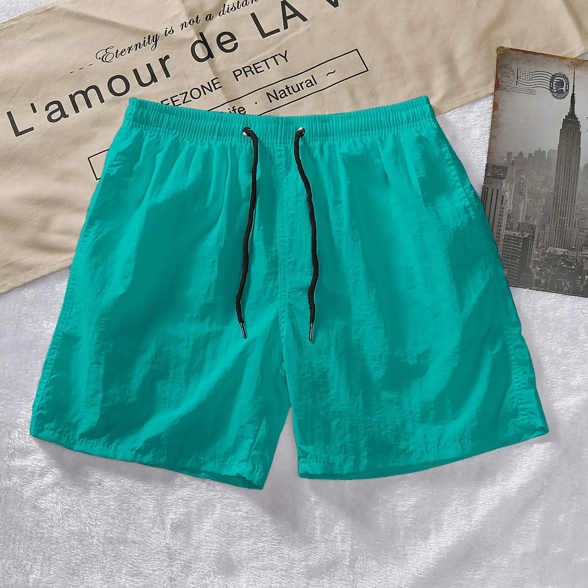LOR MALE Men's Shorts 2024 Summer Thin New Hot Solid Casual Beach Short Pant Male Running Gym Fitness Breathable Sports Five Point Pants