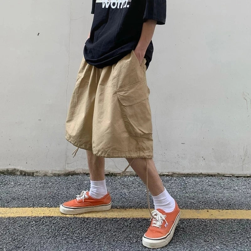 LOR MALE Wide Leg Shorts Men Short Oversize Vintage Men's Shorts for Summer Clothing Mens Sports Bermuda Running Workout Cargo Pants