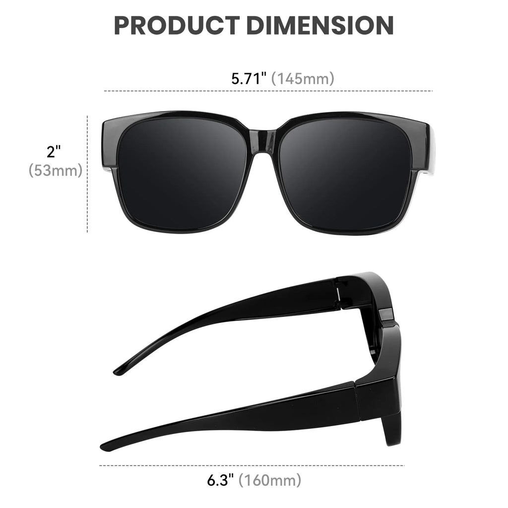 LOR MALE Polarized Fit Over Sunglasses for Men & Women - Oversized Square UV400 Protection Shades, Ultra Lightweight