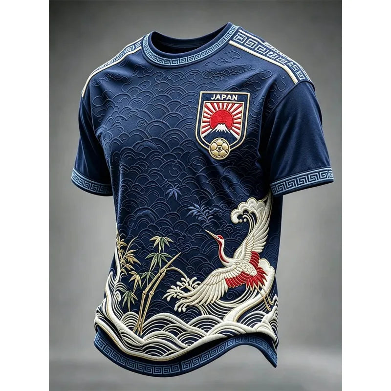 2026 Football Soccer Jersey 3D Japan Great Wave Mount Fuji Print Unisex Japanese Graphic Short Sleeve Fan Casual Streetwear Tee