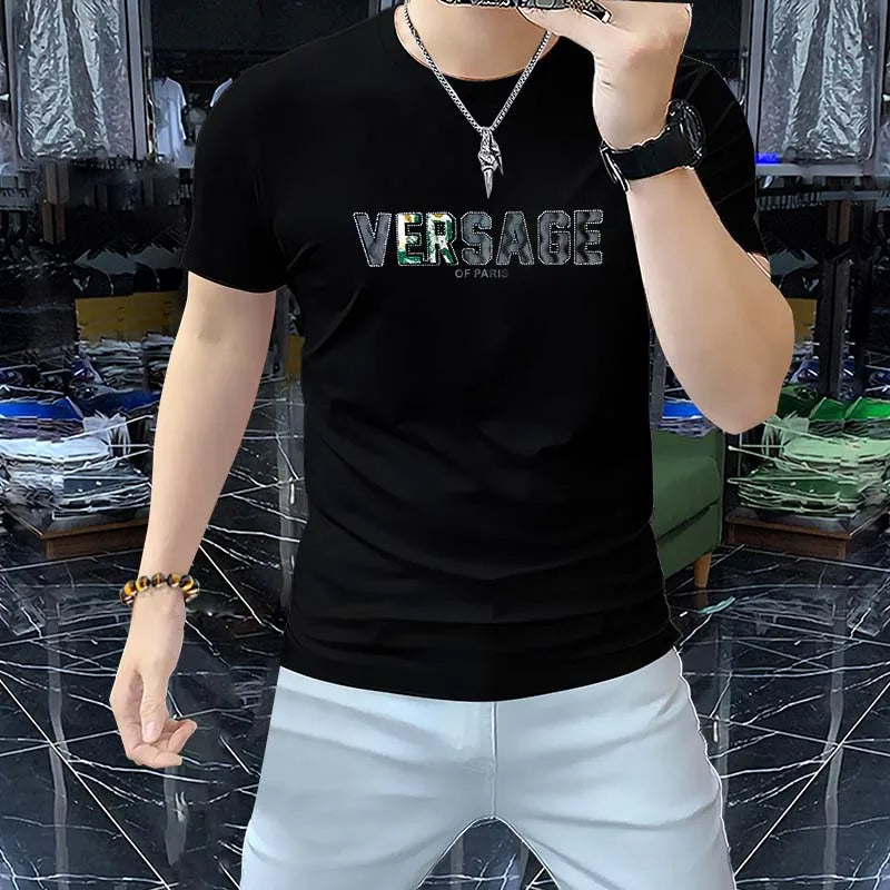 LOR MALE Short Sleeved T-shirt 3d Letters Design Trendy Male Tees Breathable Versatile
