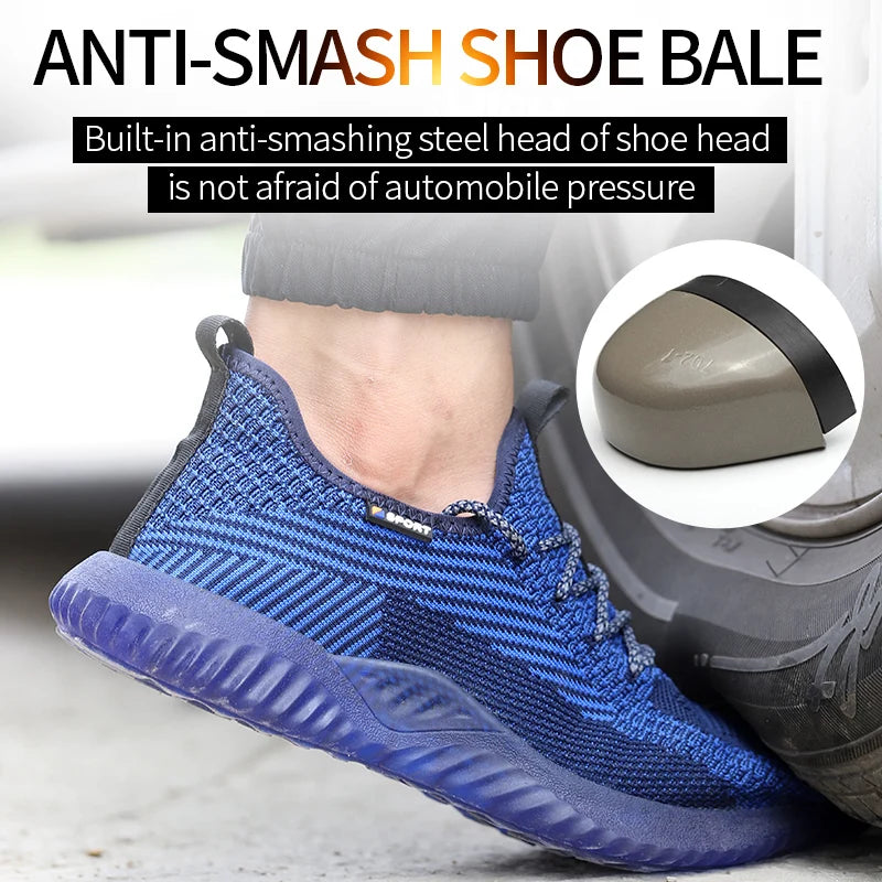 LOR MALE Steel Toe Cap Working Boots Safety Shoes for Man Construction&Indestructible Work Shoes Puncture-Proof Summer Work Shoes