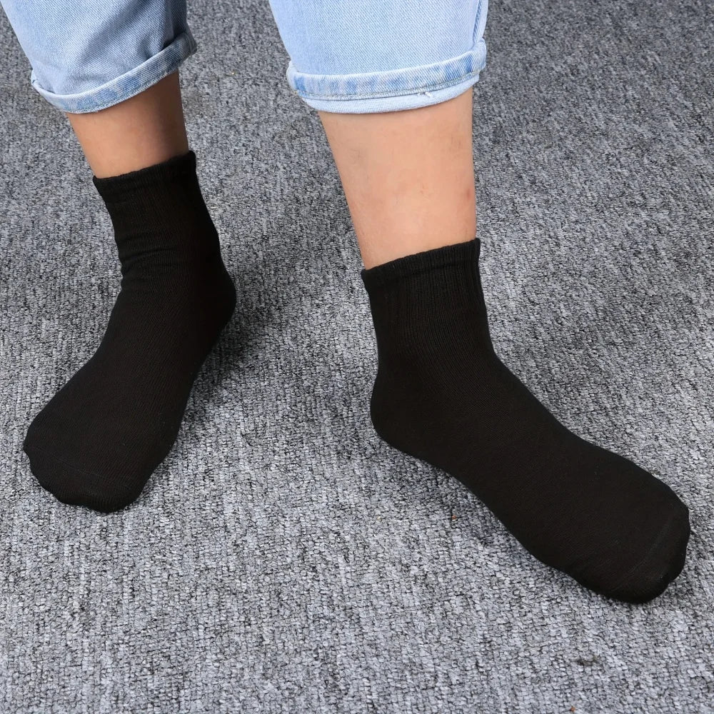 LOR MALE 10 Pairs of Men's Mid-Calf Socks Cotton Socks for All Seasons, Solid Color and Versatile