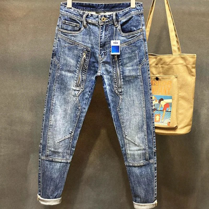 LOR MALE Jeans for Men Harem Torn High Quality Loose Mens Cowboy Pants Buggy Stylish Punk Boot Cut Vintage Ripped Washed Retro Trousers L