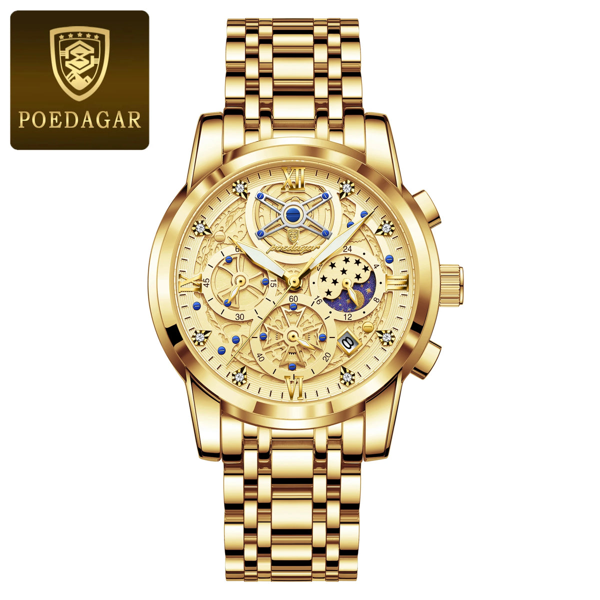 LOR MALE POEDAGAR Luxury High Quality Man Watch Waterproof Luminous Chronograph Date Men Watch Stainless Steel Quartz Men's Watches Reloj