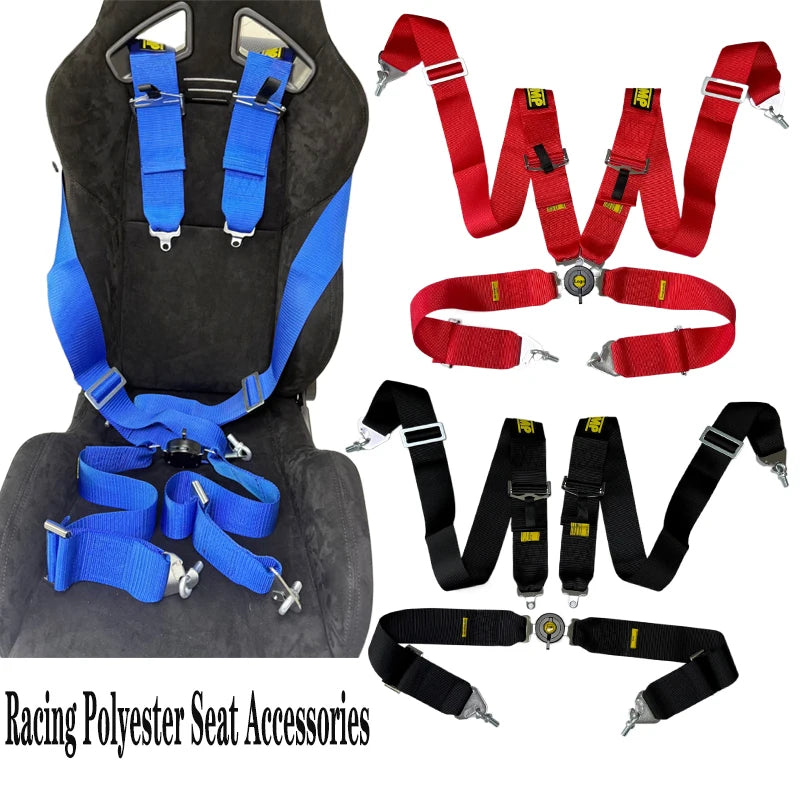LOR MALE Blue 4 Points Seat Belt 3 Inch Racing Car Safety Belt Harness High Quality Seat Belt Strap Polyester With Quick Release Camlock