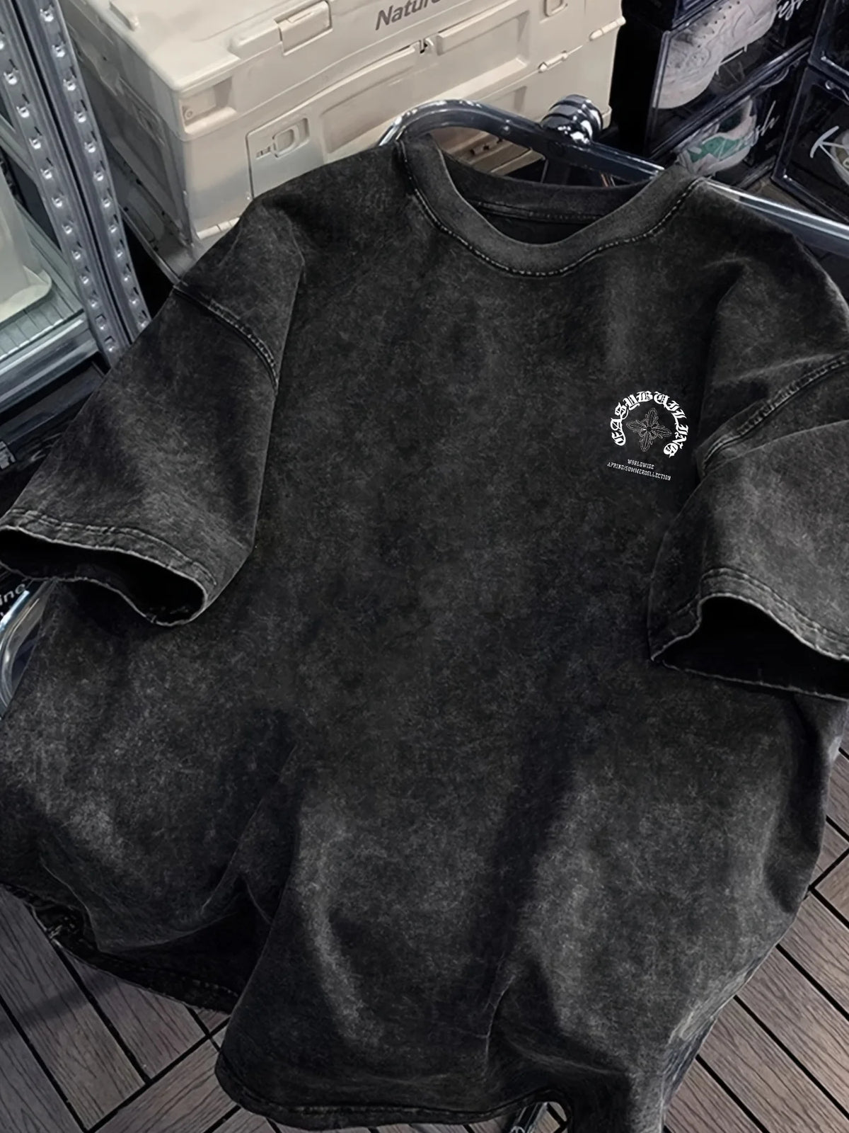 LOR MALE Men's Summer 100% Cotton Washed Black T Shirt  Funny Pattern Print Comfortable Soft Breathable Suitable Daily Wear Layering