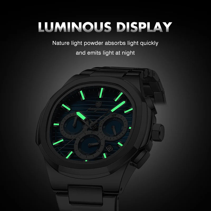 LOR MALE PAAZOMUTop High Quality Man Watch Luminous Waterproof Stainless Steel Men Clock Date Chronograph Quartz Business Men's Watches