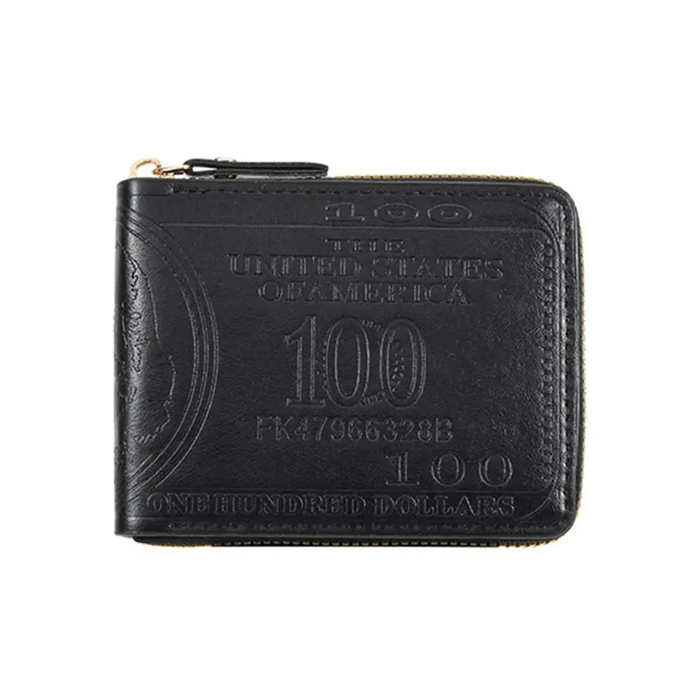 LOR MALE Wallets with 100 US Dollar Pattern Hasp Male Leather Wallet with 2