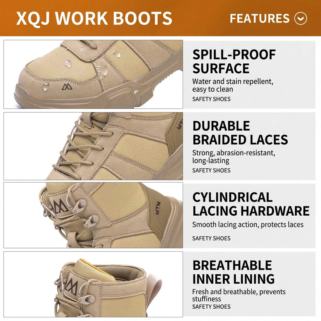 LOR MALE Indestructible Security Protective Boots Men Comfortable Breathable Construction Working Boots Anti-Puncture Work Safety Shoes