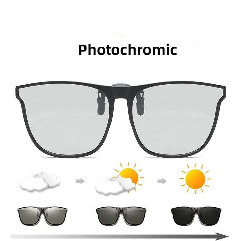 LOR MALE Polarized Clip On Sunglasses Men Car Driver Goggles UV400 Sun Glasses Anti Glare Vintage Square Glasses