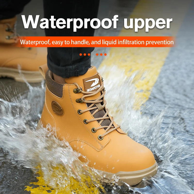 LOR MALE Indestructible Work Boots Construction Safety Shoes Steel Toe Lightweight Shoes for Men Women Anti-smash Steel Toe Sneakers