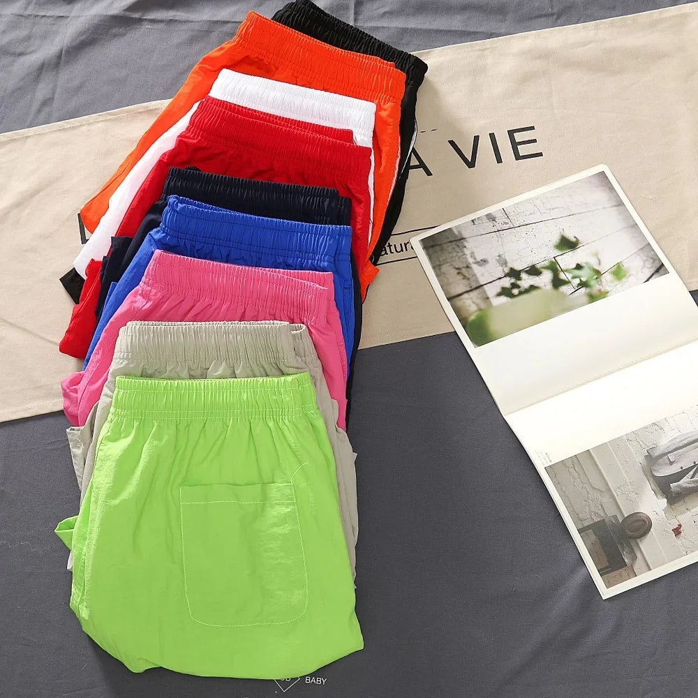 LOR MALE Men's Shorts 2024 Summer Thin New Hot Solid Casual Beach Short Pant Male Running Gym Fitness Breathable Sports Five Point Pants