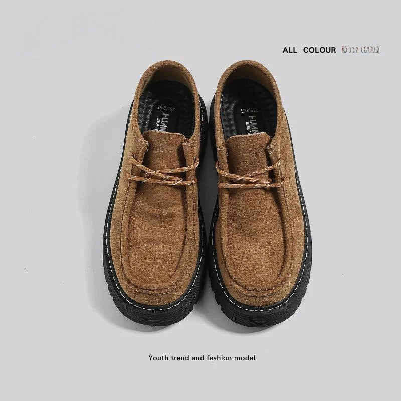 LOR MALE Men's Low-Top  Work Boots British Style round Toe Leather Shoes Comfortable Spring Autumn Seasonal Fashion Workwear