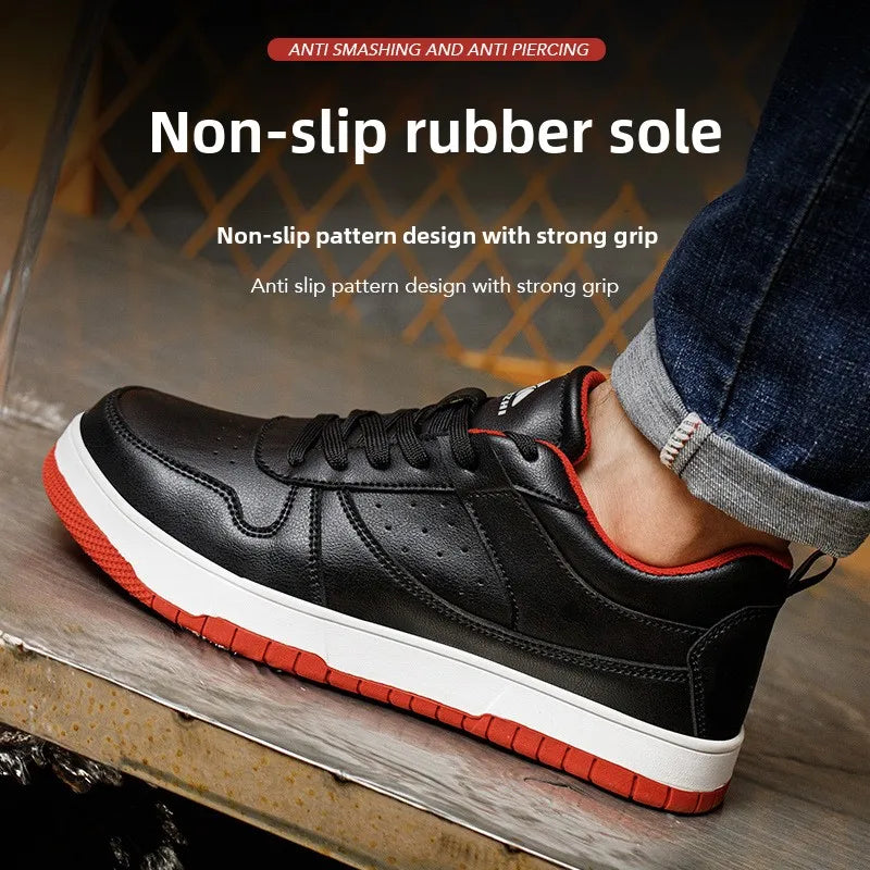 LOR MALE Steel Toe Man Work Boots Industrial Fashion Safety Shoes Men Non-Slip Work Sneakers Construction Waterproof Work Mens Shoes