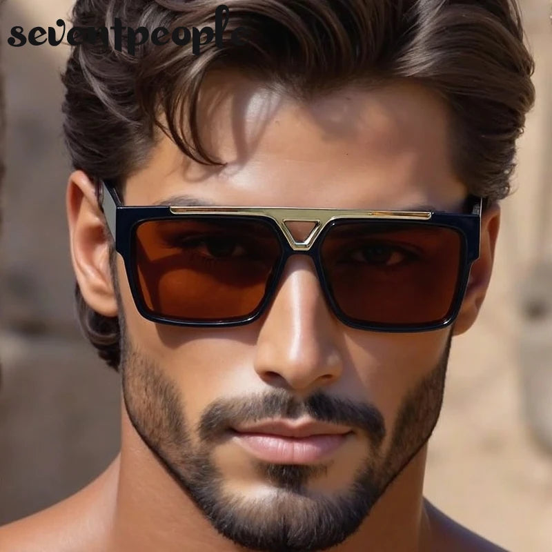 LOR MALE Polarized Classic Square Punk Sunglasses Men 2026 Luxury Brand Vintage Steampunk Driving Sunglass For Male Trendy Outdoor Shade