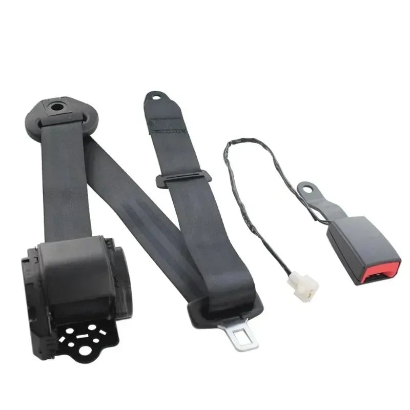 LOR MALE For High Quality Seat Belts 3 Point Universal Safety Belt with Curved Rigid Buckle with Warning Cable Car Belt Accessories