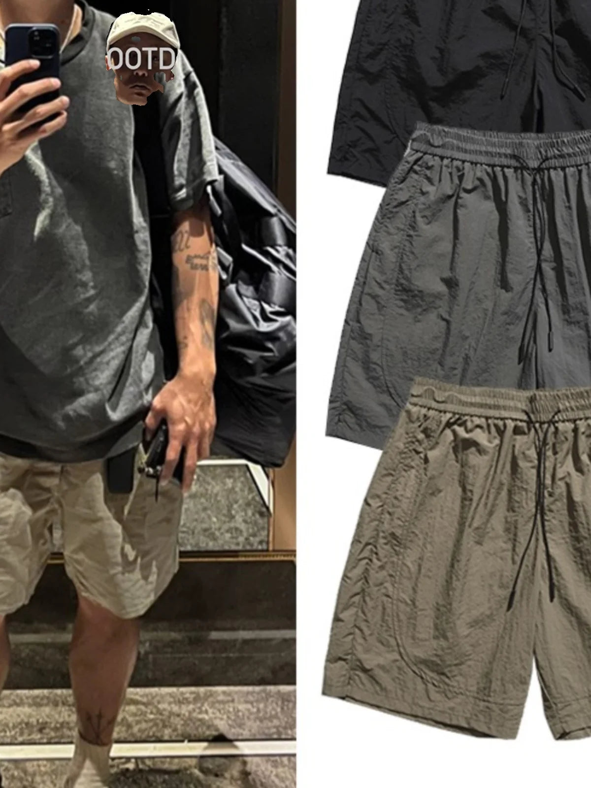 LOR MALE Loose American Style Workwear Shorts Men's Summer Trendy Brand Casual Straight Leg Wide Leg Sports Five-Quarter Pants