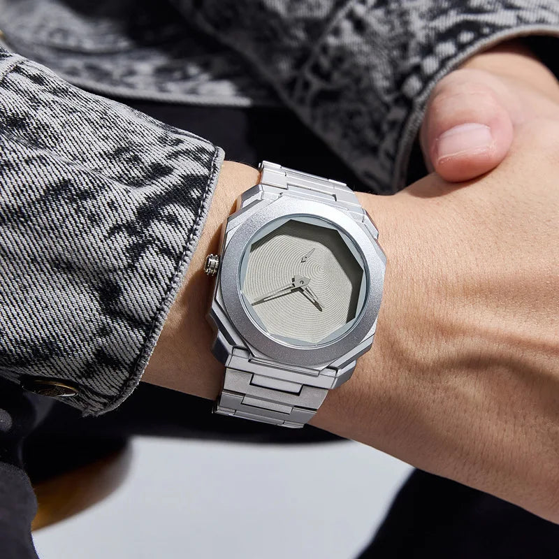 LOR MALE New Watches for Men Luxury Stainless Steel Unique Octagonal Dial Waterproof Quartz Wristwatches Relogio Masculino Drop Shipping