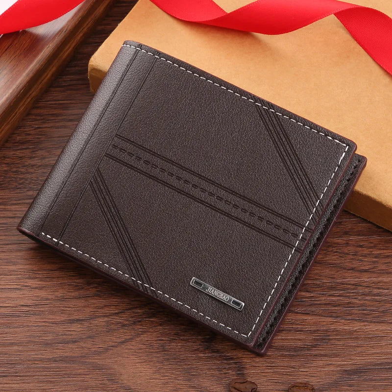 LOR MALE Wallet Short Wallet Youth Horizontal Soft Leather Business Wallet Credit ID