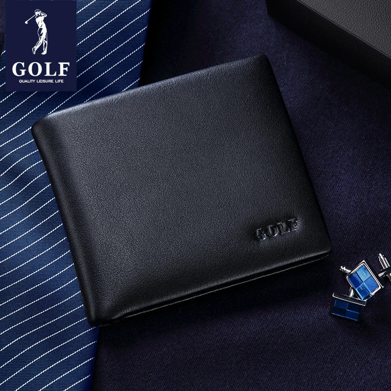 LOR MALE Golf men short wallet 2024 trend Leather Business Wallet Horizontal Section