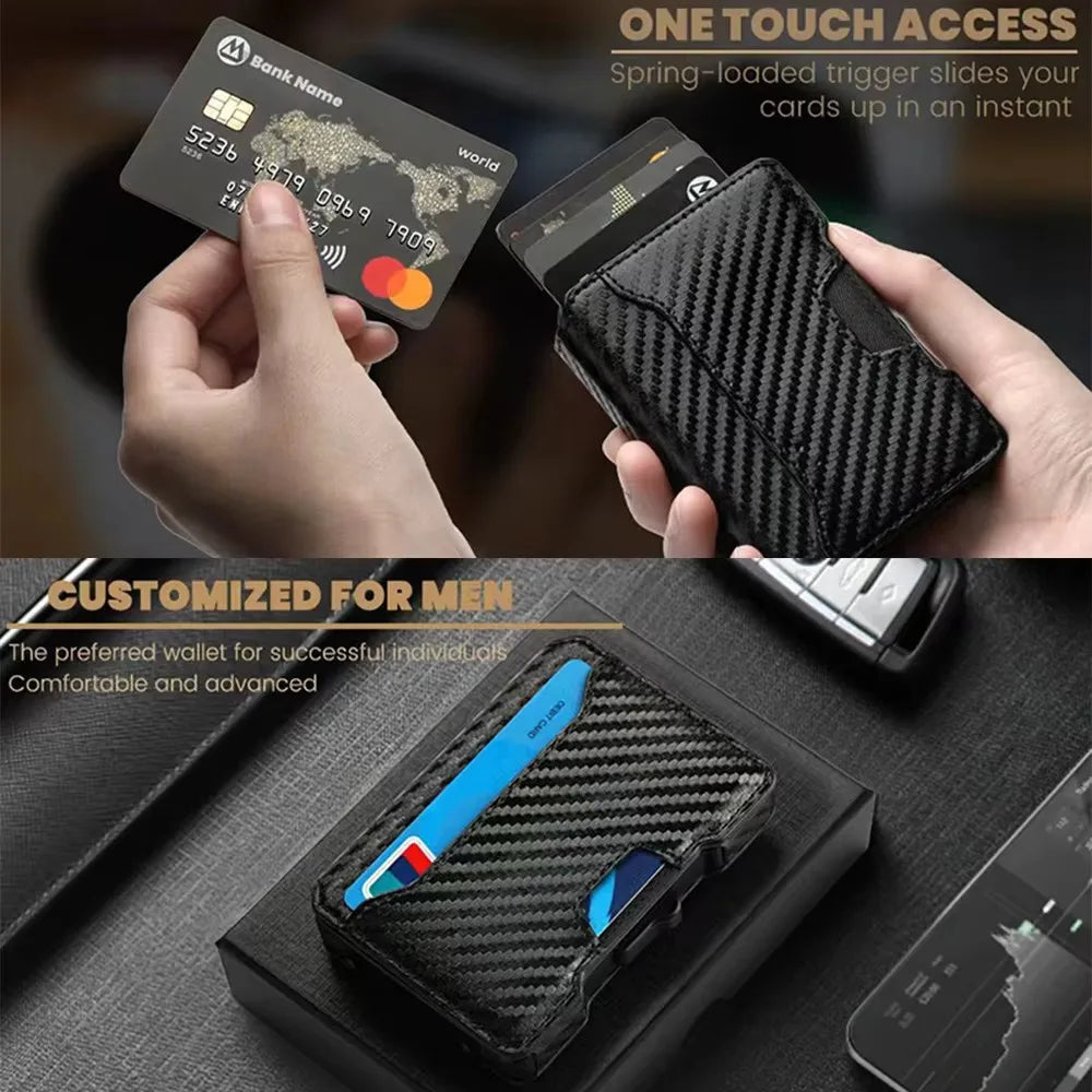 LOR MALE Wallet for Men,Minimalist Slim Mens Wallet with Money Clip,RFID Blocking Smart Pop Up Card Wallet,Metal Credit Card Holder