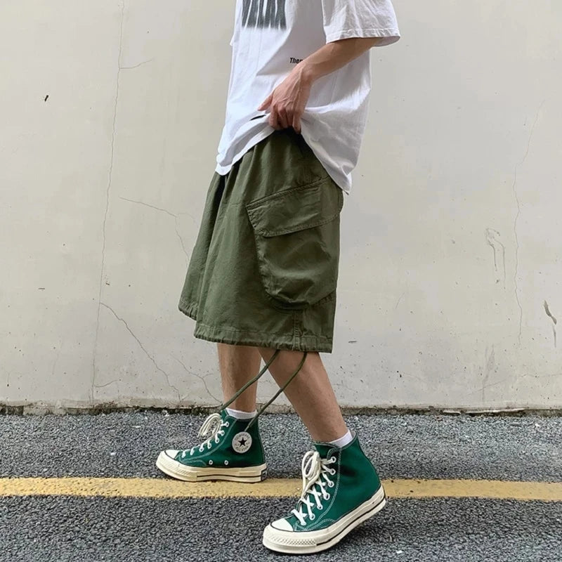 LOR MALE Wide Leg Shorts Men Short Oversize Vintage Men's Shorts for Summer Clothing Mens Sports Bermuda Running Workout Cargo Pants
