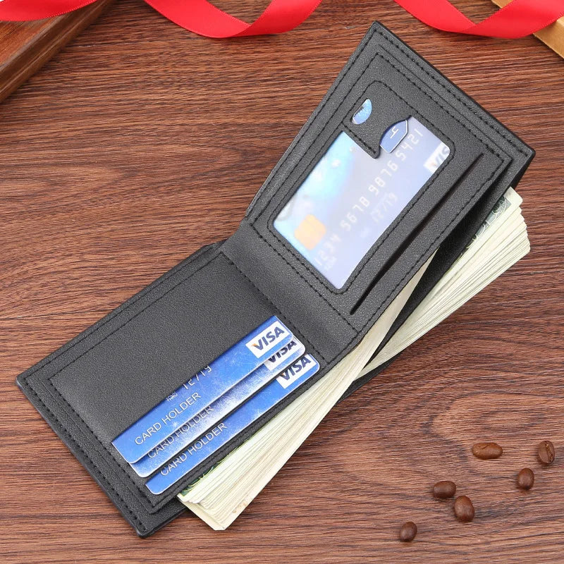 LOR MALE Wallet Short Wallet Youth Horizontal Soft Leather Business Wallet Credit ID