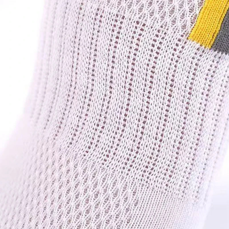 LOR MALE 5pairs Men's Fashion Sports Socks, Striped Cotton Sweat Absorption Breathable Comfortable Ankle Socks