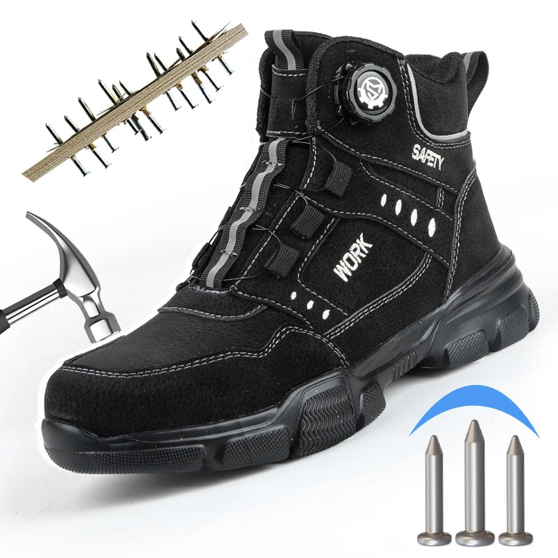 LOR MALE Steel Toe Safety Shoes Men Anti-puncture Work Boots Non-slip Wear Resistant Industrial Protective Labor Shoes Breathable Safety