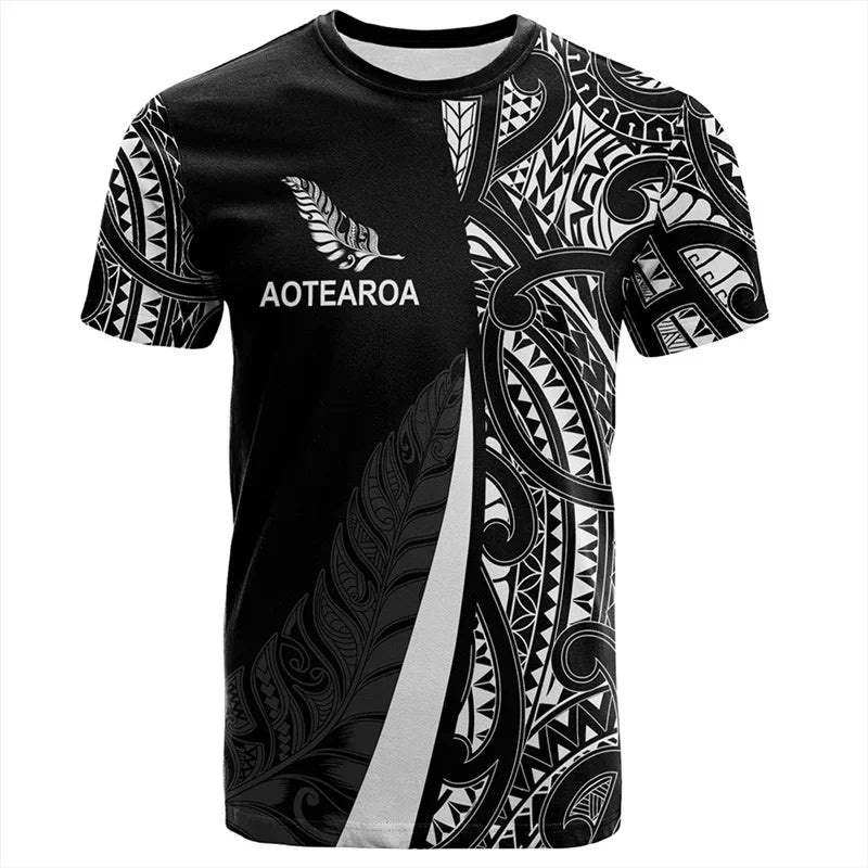 Summer New Zealand Maori Rugby Ball Printed T-shirt Sports Fitness Men's Quick Drying T-shirt Fashion Hawaiian Sportswear Top