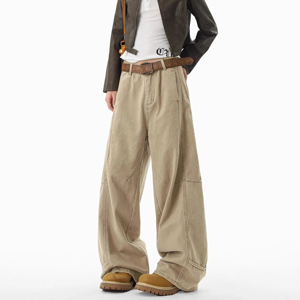 LOR MALE Jeans for Men and Women, Autumn Vintage High Street Workwear, Loose Casual Wide Leg Pants