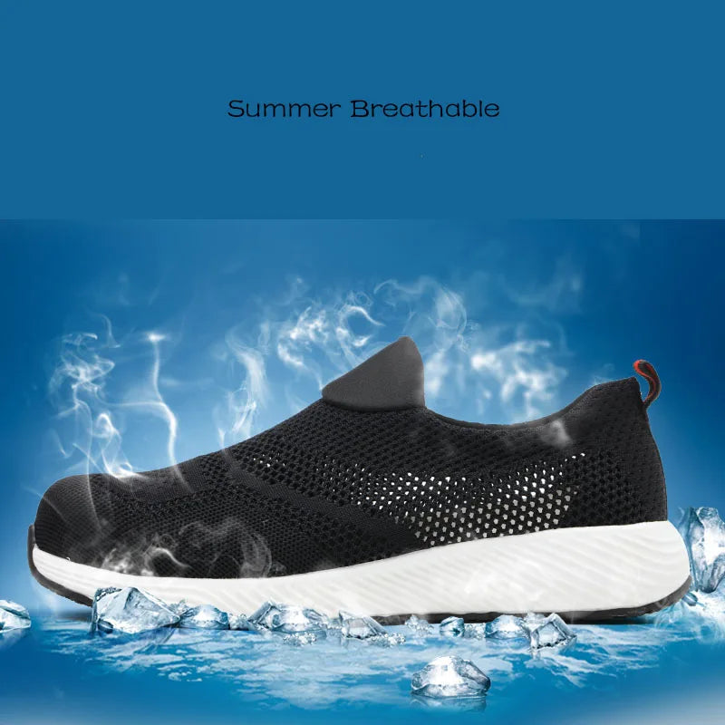LOR MALE Indestructible Mining Boots Steel Toe Safety Shoes Men Lightweight Work Shoes Sneakers Anti-Smash Anti-Puncture Functional Shoes