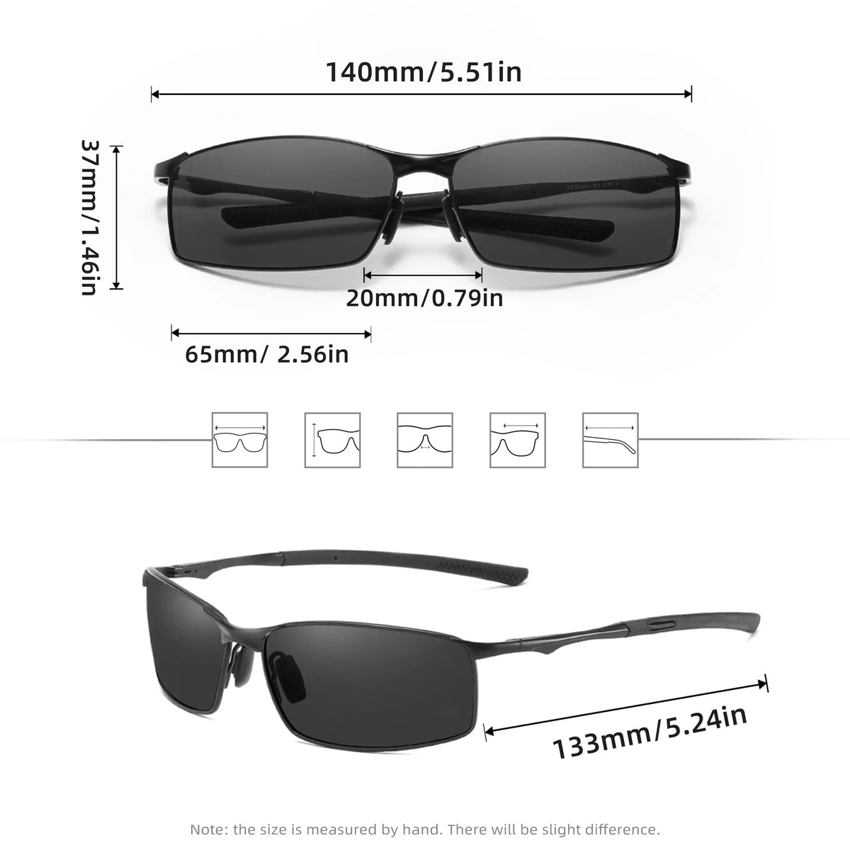 LOR MALE Polarized Alloy Rectangular Sunglasses Glasses Male Sun Glasses Fishing Drivin
