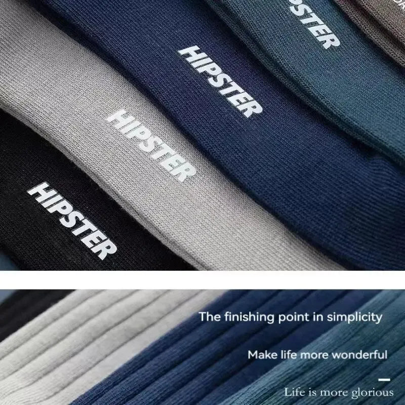 LOR MALE 5 Pairs Socks Mid-Calf Socks Warm Socks Long Sweat-Absorbing Breathable Socks